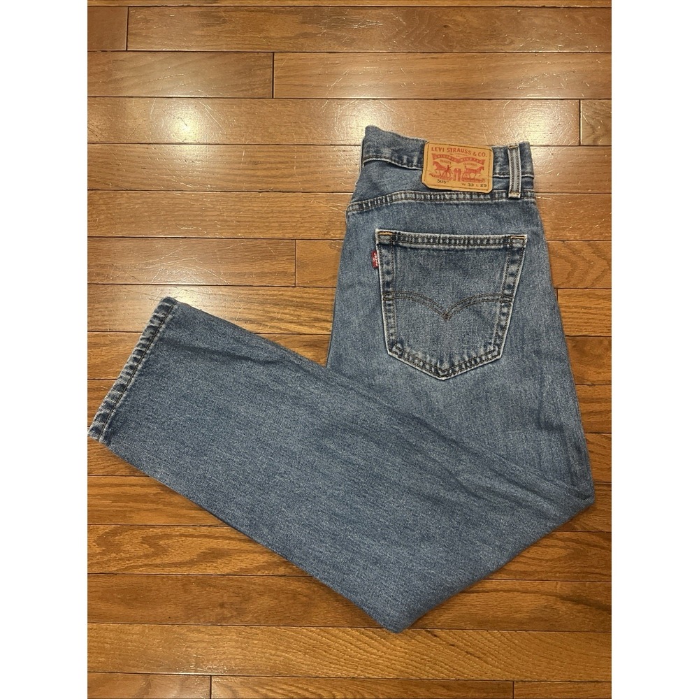 Levi's 505 Mens Jeans 33x29 Medium Wash Straight Leg Denim Red Tab
